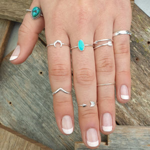 Small Crescent Moon Silver Ring