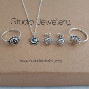 Smiling Sun and Moon Silver Ring