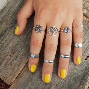 Smiling Sun and Moon Silver Ring