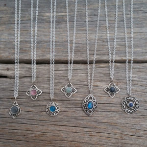 Blue Amazonite Gemstone Silver Necklace