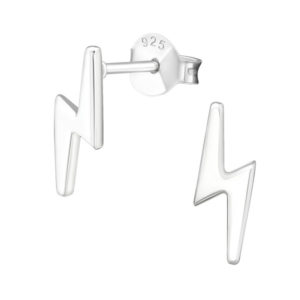 Lightning Bolt Silver Stud Earrings