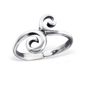 Swirl Adjustable Midi Sterling Silver Ring