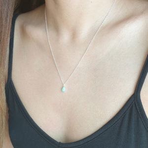 Water Drop Amazonite Silver Necklace