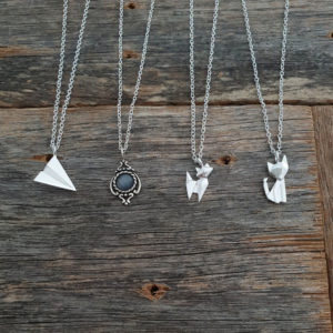 Origami Fox Silver Necklace