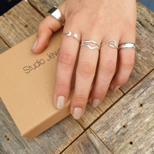 Moon Star Adjustable Silver Ring