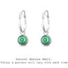 Abalone Disc Charm Silver Hoop Earrings