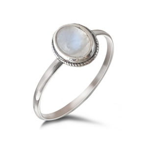 Rope Edge Oval Moonstone Silver Gemstone Ring
