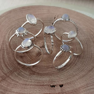 Sun Moonstone Silver Gemstone Ring