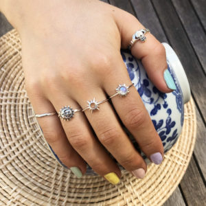 Sun Moonstone Silver Gemstone Ring