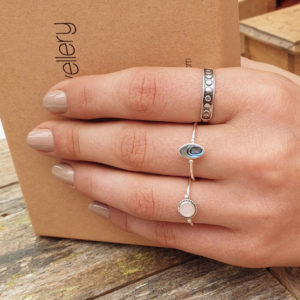 Phases of Moon Oxidised Silver Ring