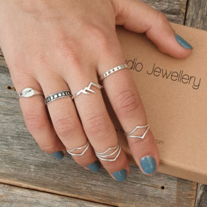 Phases of Moon Oxidised Silver Ring