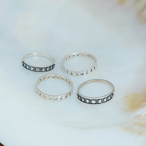Phases of Moon Oxidised Silver Ring
