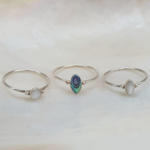 Small Fine Mother of Pearl Circle Silver Ring