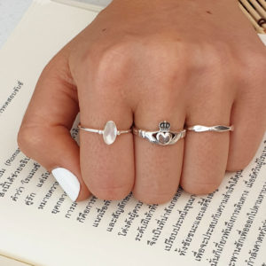 Marquise White Shell Silver Ring