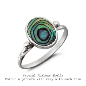 Big Oval 1 Bead Silver Abalone Ring
