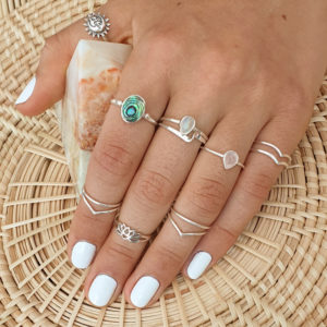 Big Oval 1 Bead Silver Ring