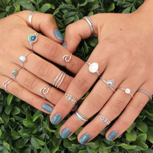 Big Oval 1 Bead Silver Abalone Ring