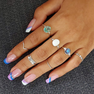 Big Oval 1 Bead Silver Ring