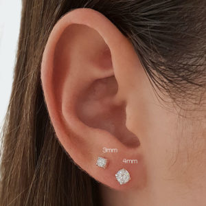 Solid Sterling Silver 4mm CZ Earring Studs