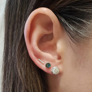 4mm Abalone Circle Silver Earring Studs