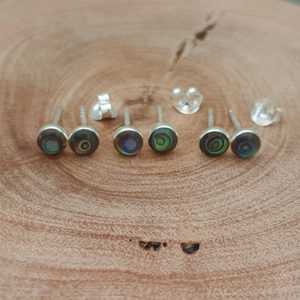 4mm Abalone Circle Silver Earring Studs
