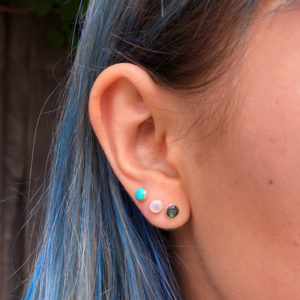 4mm Abalone Circle Silver Earring Studs