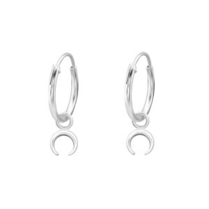 Crescent Moon Charm Hoop Earrings