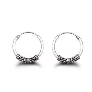 Silver Bali Hoop Sleeper Earrings