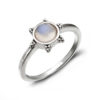 3 Bead Rainbow Moonstone Silver Ring
