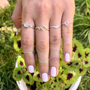 3 Bead Rainbow Moonstone Silver Ring