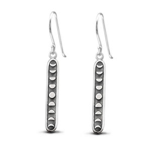 Phases of the Moon Silver Drop Earrings