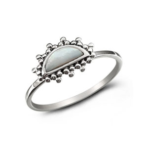 Beaded Shell Silver Ring