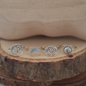 Crescent Moon Silver Boho Ring