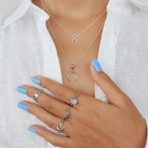 Crescent Moon Silver Boho Ring