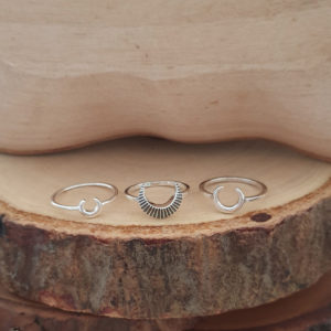 Crescent Moon Silver Boho Ring