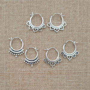 Small Mandala Silver Hoop Earrings