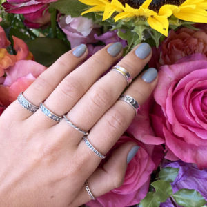 Slim Bead Band Silver Stacker Ring