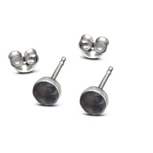 Small Black Silver Stud Earrings