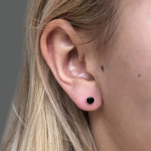 Small Black Silver Stud Earrings
