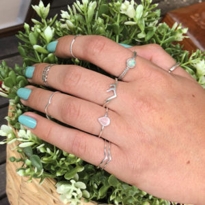 Opal Fine Banded Silver Ring