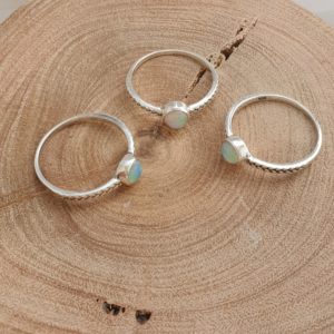 Opal Fine Banded Silver Ring