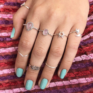 Water Drop Rose Quartz Sterling Silver Ring