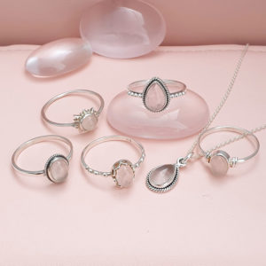 Water Drop Rose Quartz Sterling Silver Ring