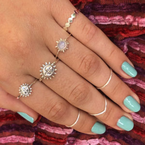 Small Smiling Sun Silver Ring