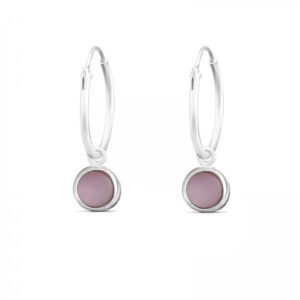 5mm Circle Rose Quartz Medium Hoop Charm Earrings