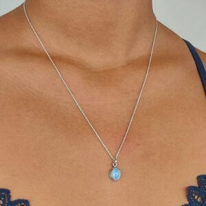 Larimar Oval Silver Necklace