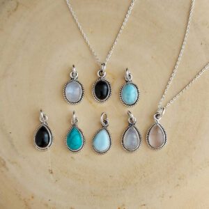 Larimar Oval Silver Necklace
