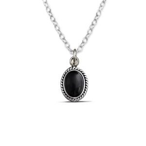 Black Onyx Oval Silver Necklace