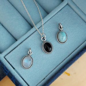 Black Onyx Oval Silver Necklace