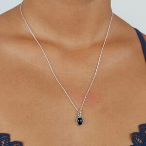 Black Onyx Oval Silver Necklace